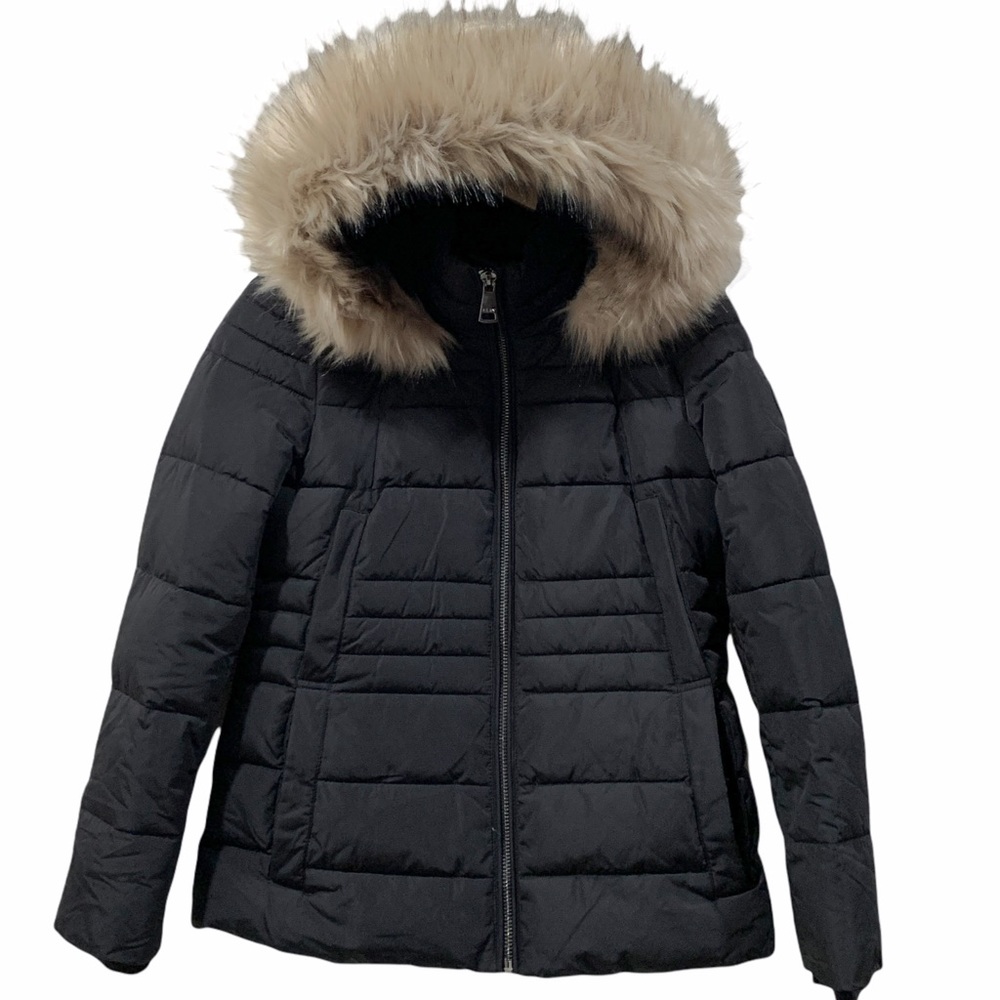 DKNY Black Quilted Puffer Coat
